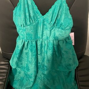 Emerald green textured short dress size M in womens